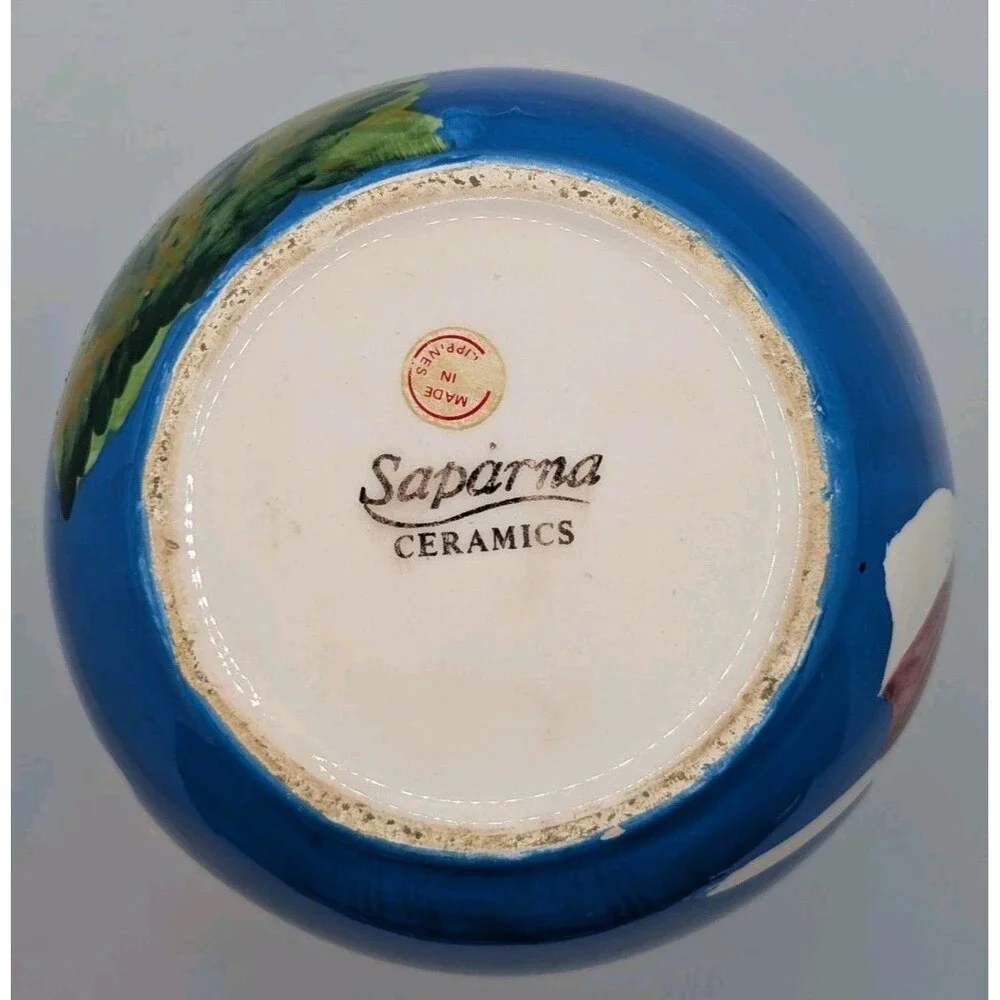 Saparna Ceramics Blue Seaside Ocean Beach Style Colorful Vase Coastal Cottage